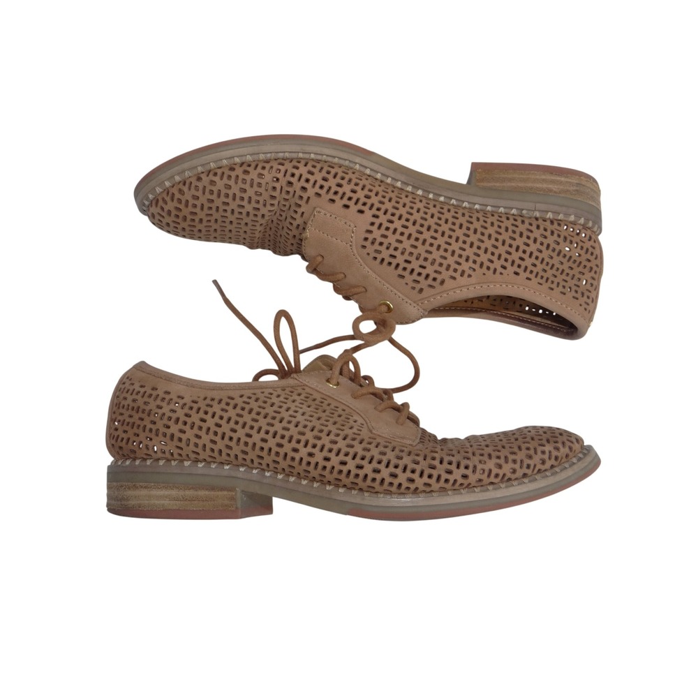 Tommy Hilfiger Raenay Tan Leather‎ Perforated Oxford Lace Up Flats Shoes 6M